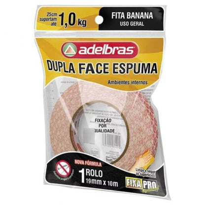 Fita Dupla Face Espumada Ambiente Interno 19mmx10m Adelbras