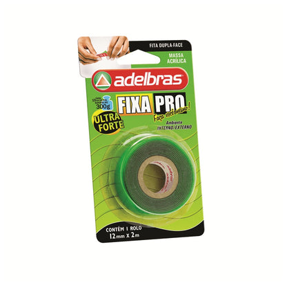 Fita Dupla Face Massa Acrílica 12mm x 2m Adelbras