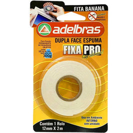 Fita Dupla Face de Espuma 12mm x 2m Branca Adelbras