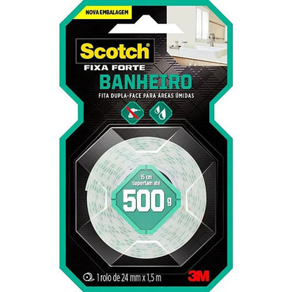 Fita Fixa Forte Espuma Banheiro 3M 24mm x 1,5m