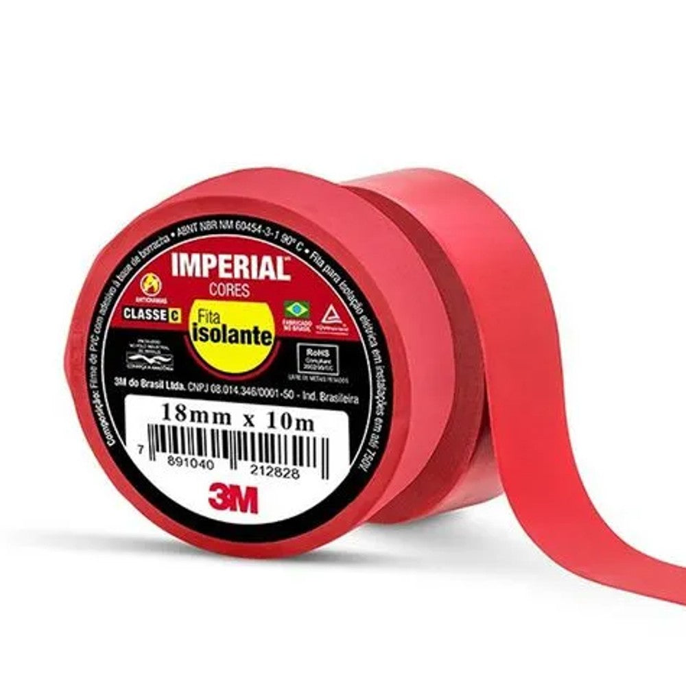 Fita Isolante 18mm x 10m Vermelha 3M