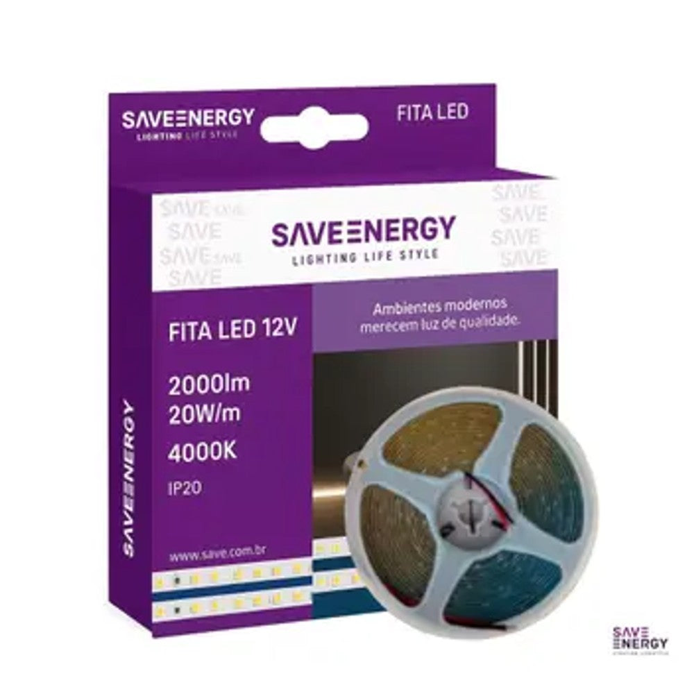 Fita LED 20W 4000K 12V 5m IP20 SAVE ENERGY