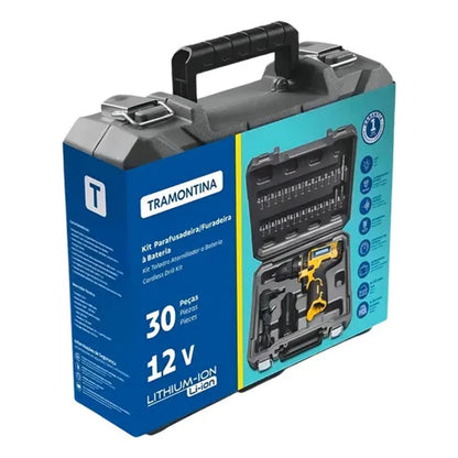 Furadeira e Parafusadeira 12V Tramontina com Kit 30 Peças 42382230