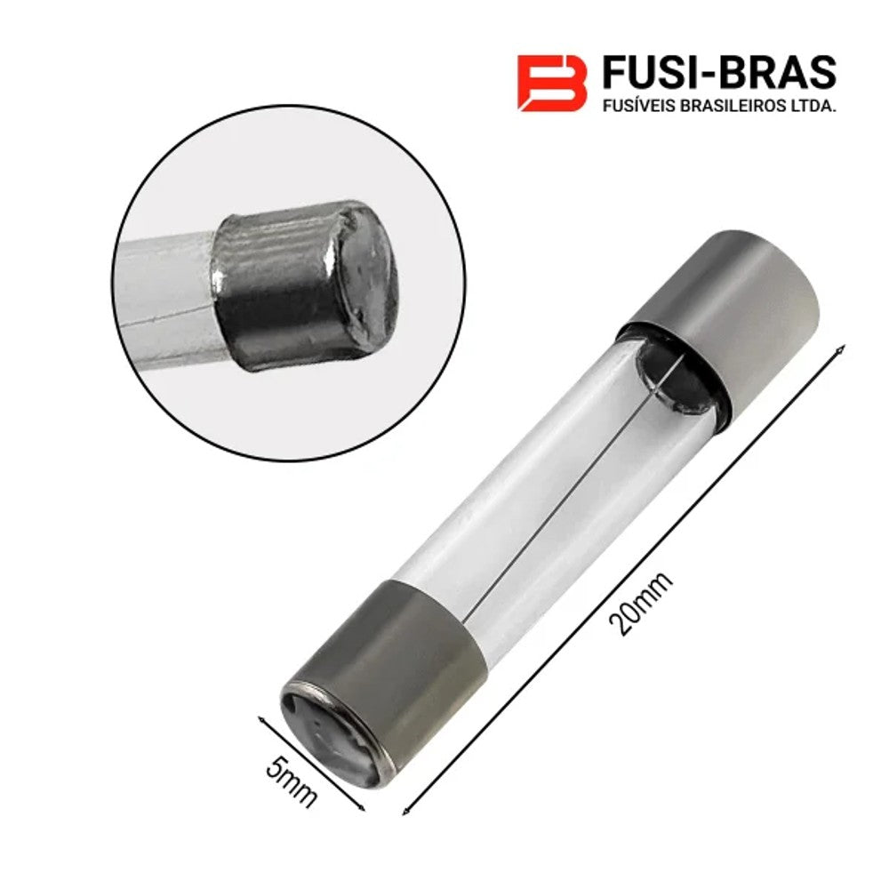 Fusível de Vidro 5 x 20mm 1,0 Ampere com 10 Peças