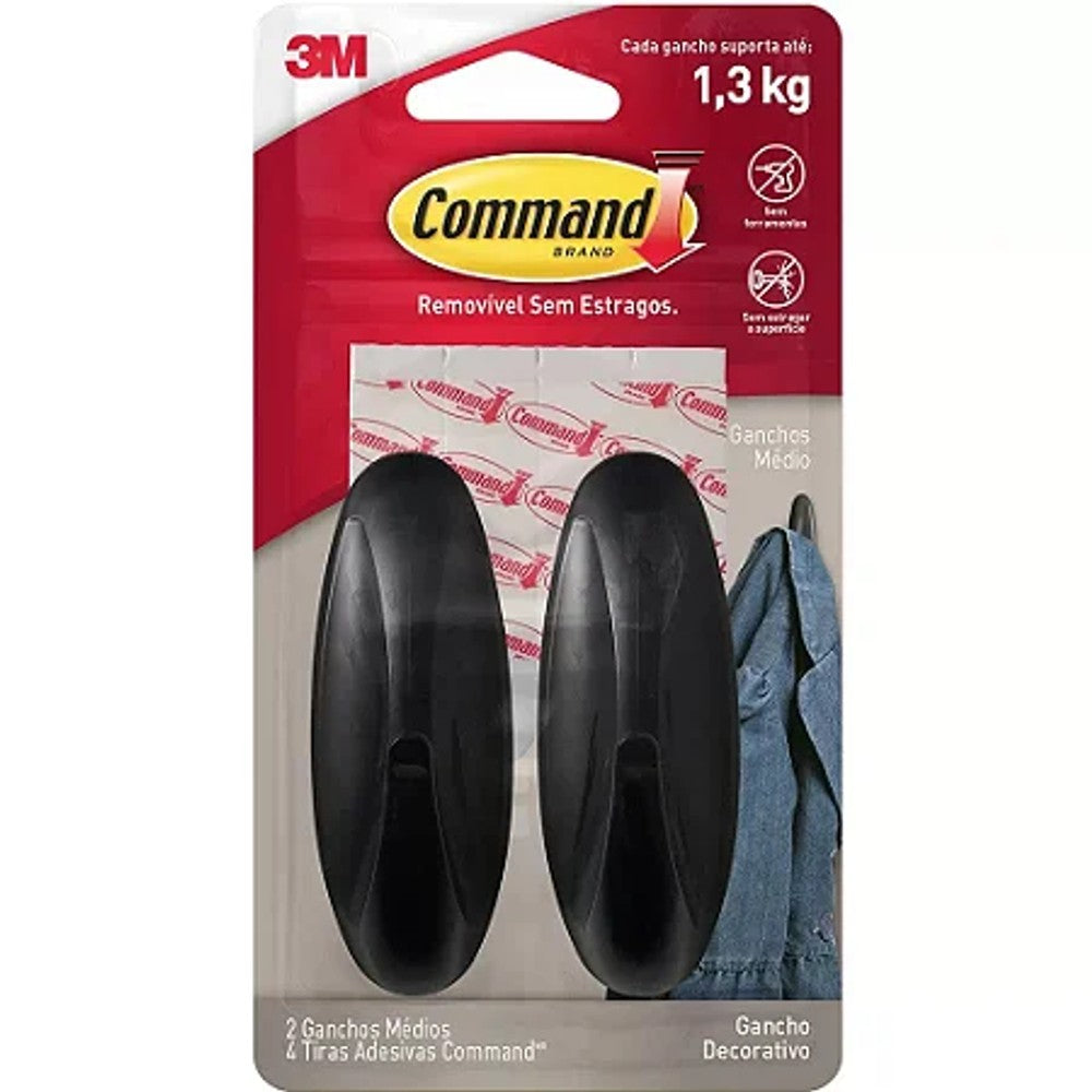 Gancho Command Designer Médio 3M Preto