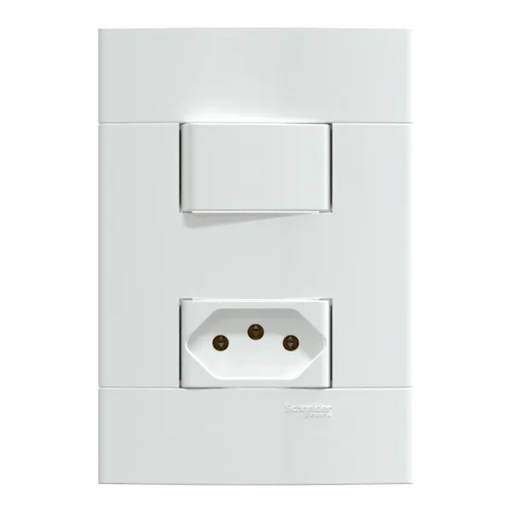Interruptor 1 Simples e 1 Tomada 10A Lunare Up Branco 412900