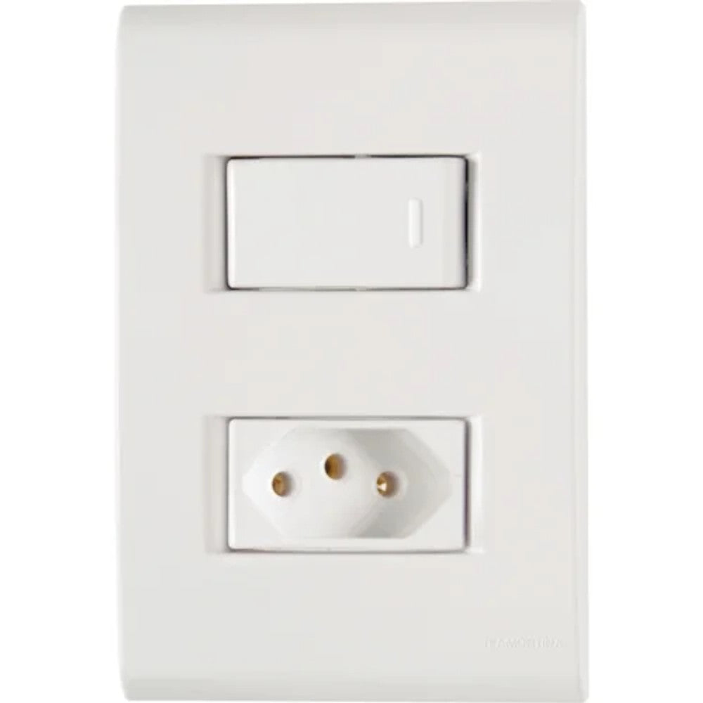 Interruptor 1 Simples e 1 Tomada 20A Branco com Placa Liz Tramontina