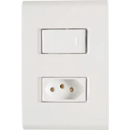 Interruptor 1 Simples e 1 Tomada 20A Branco com Placa Liz Tramontina