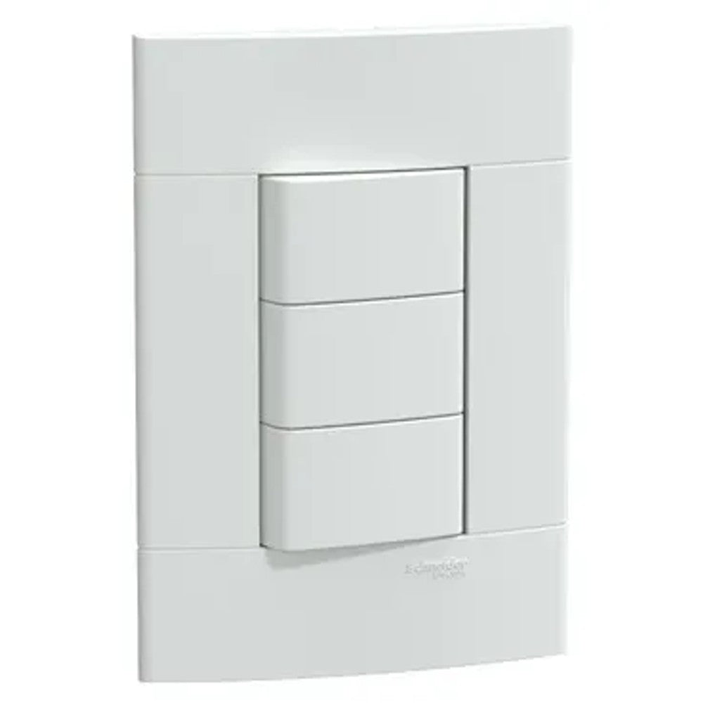 Interruptor 3 Simples 10A Com Placa Branco Lunare UP Schneider
