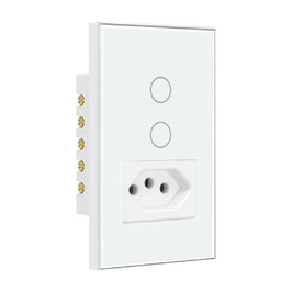 Interruptor Inteligente 2 Modulos Touch com Tomada Branco 2x4 Steck
