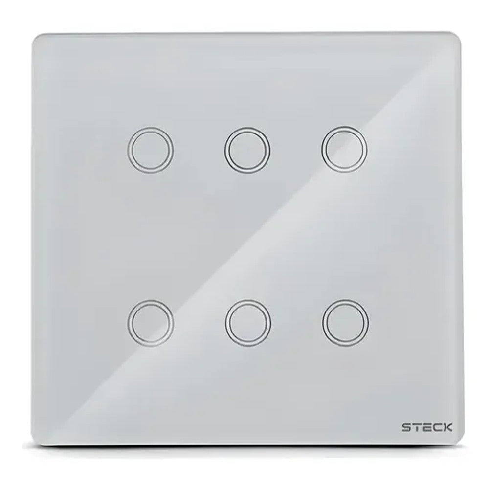 Interruptor Inteligente 6 Modulos Touch Wi-Fi Branco 4x4 Steck