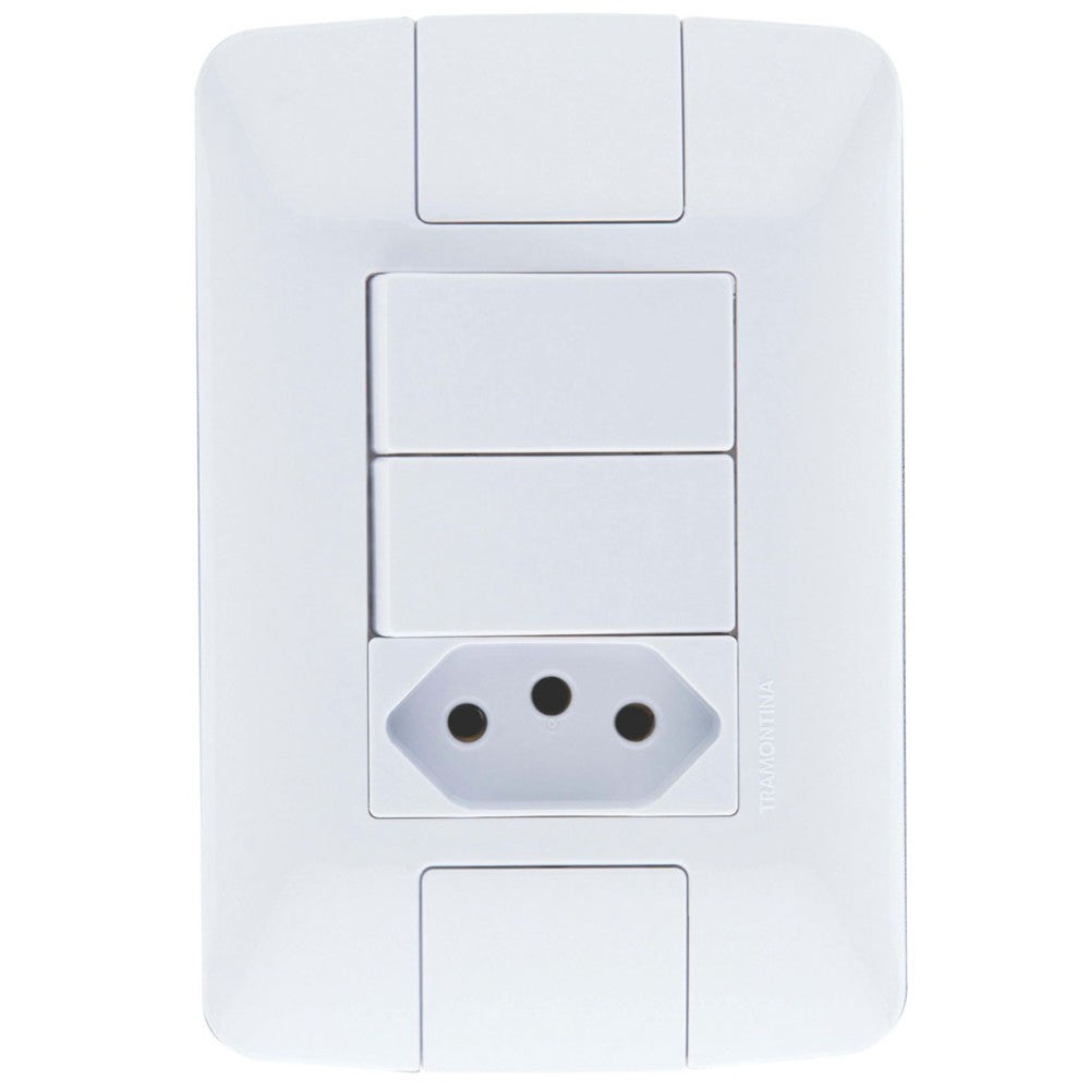 Interruptor Simples 1 Tomada 10A Branco com Placa Aria Tramontina