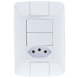 Interruptor Simples 1 Tomada 10A Branco com Placa Aria Tramontina