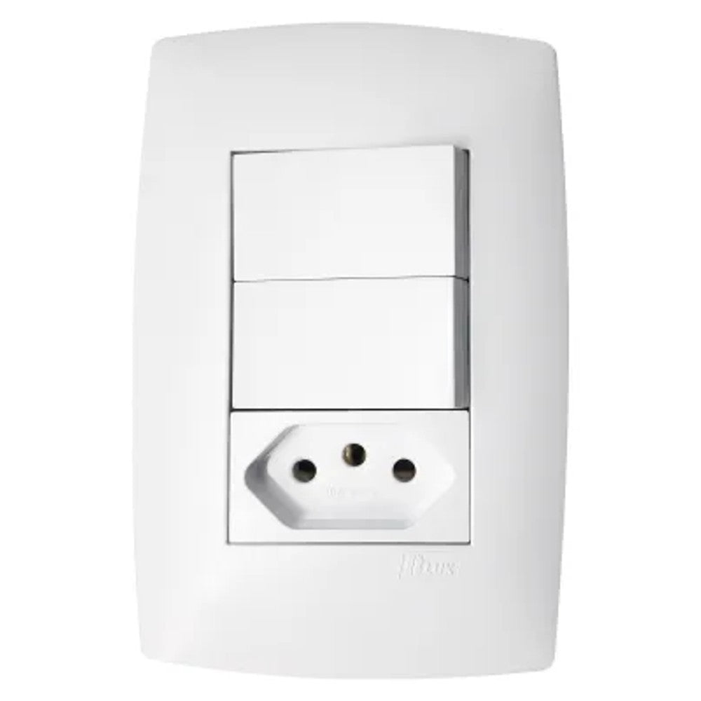 Interruptor Simples com Tomada 10A para Condulete Branco Blux 10817