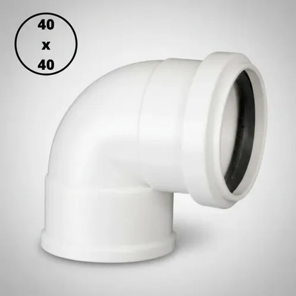 Joelho Esgoto 90º 40x40mm com Anel de Vedação Branco Krona
