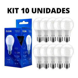 Kit 10 Lâmpadas LED Bulbo Elgin 12W 6500K Bivolt E27