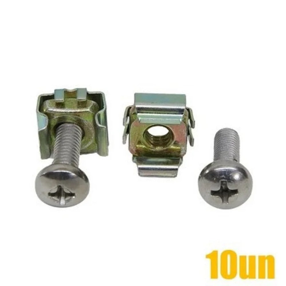 Kit Porca Gaiola Cartucho com 10 Peças M5 Bicromatizado