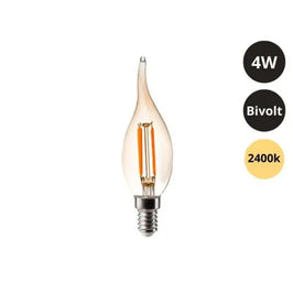 LAMPADA LED VELA CHAMA FILAMENTO 4W 2400K AMBAR E14 PIX