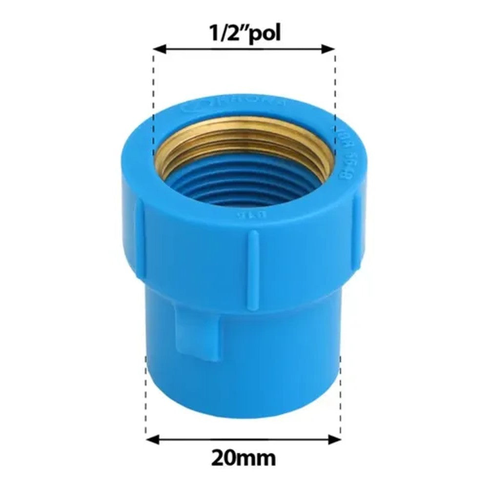 Luva Soldável com Bucha de Latão 20mm x 1/2 Polegada Krona