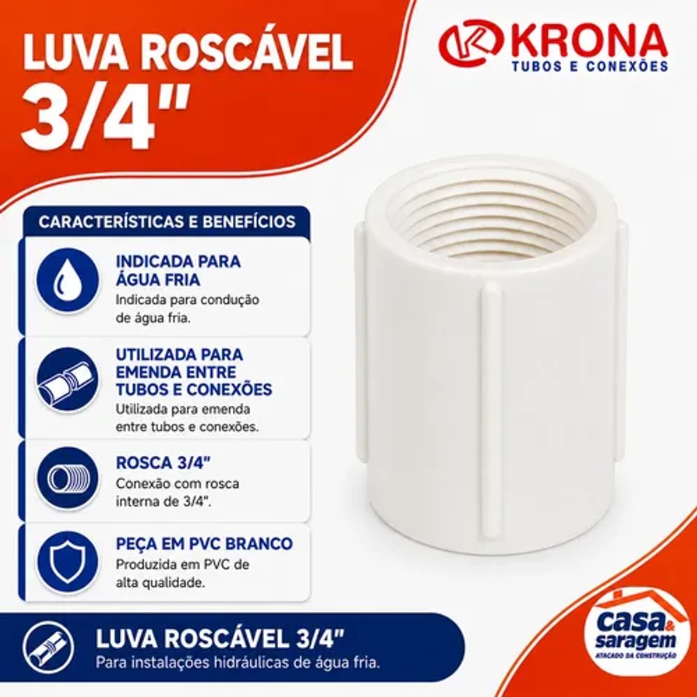 Luva de Correr Roscável 3/4 Krona