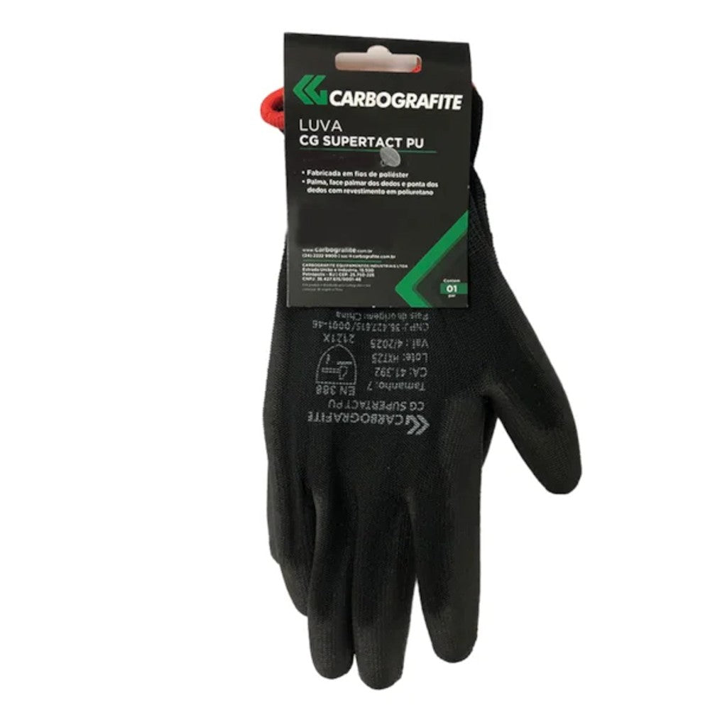 Luva de Proteção Supertact PU Carbografite Tamanho 09