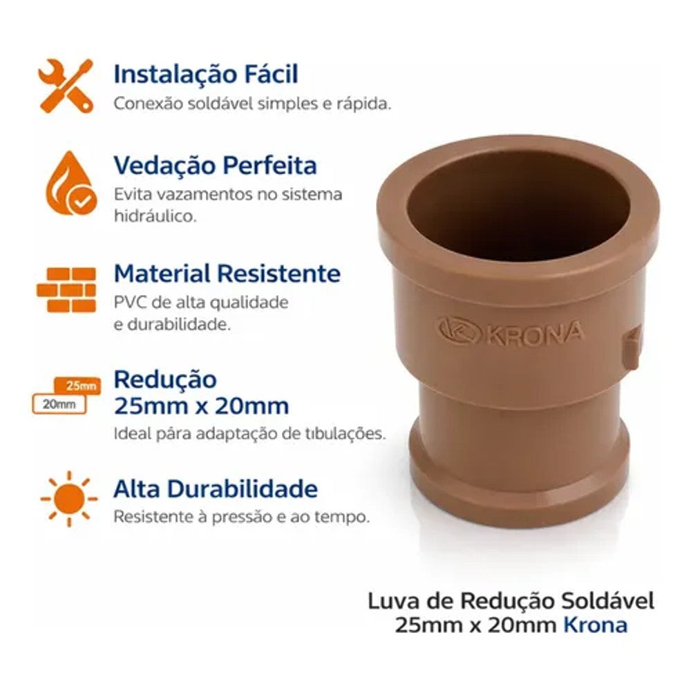 Luva de Redução Soldável 25mm x 20mm Krona