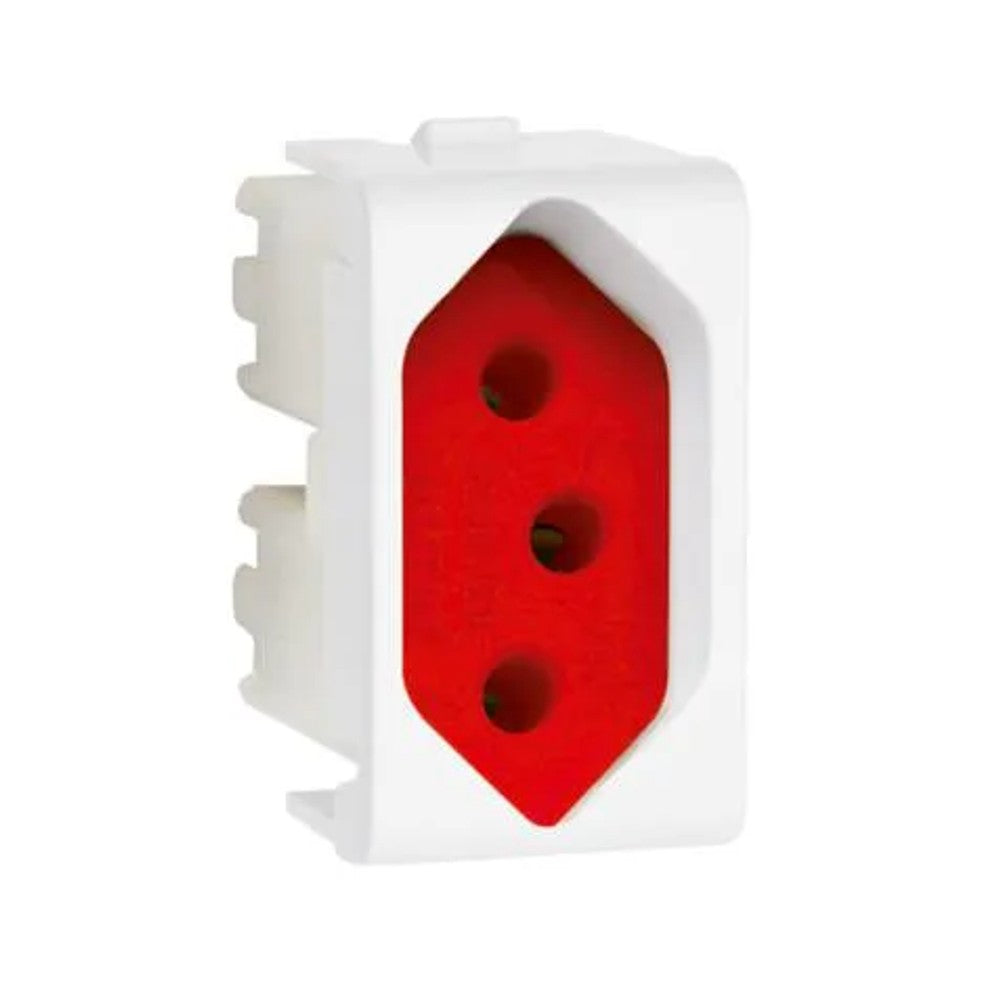 Módulo Tomada 2P T 20A Branco Vermelho 4741 Lunare