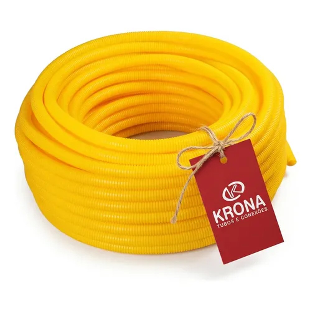 Mangueira Corrugada 32mm 1 Polegada com 10 Metros Amarela Krona