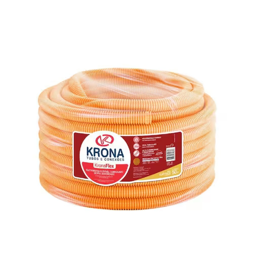Mangueira Corrugada Laranja 3/4 Polegada com 50 Metros Krona