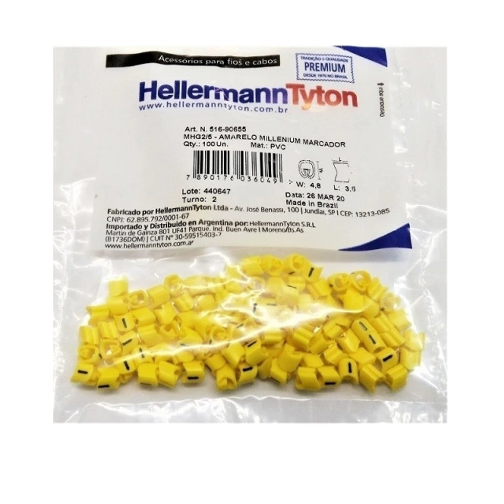 Marcador de Cabo 2,0 a 5,0 mm MHG2-E 100 Unidades Hellermann