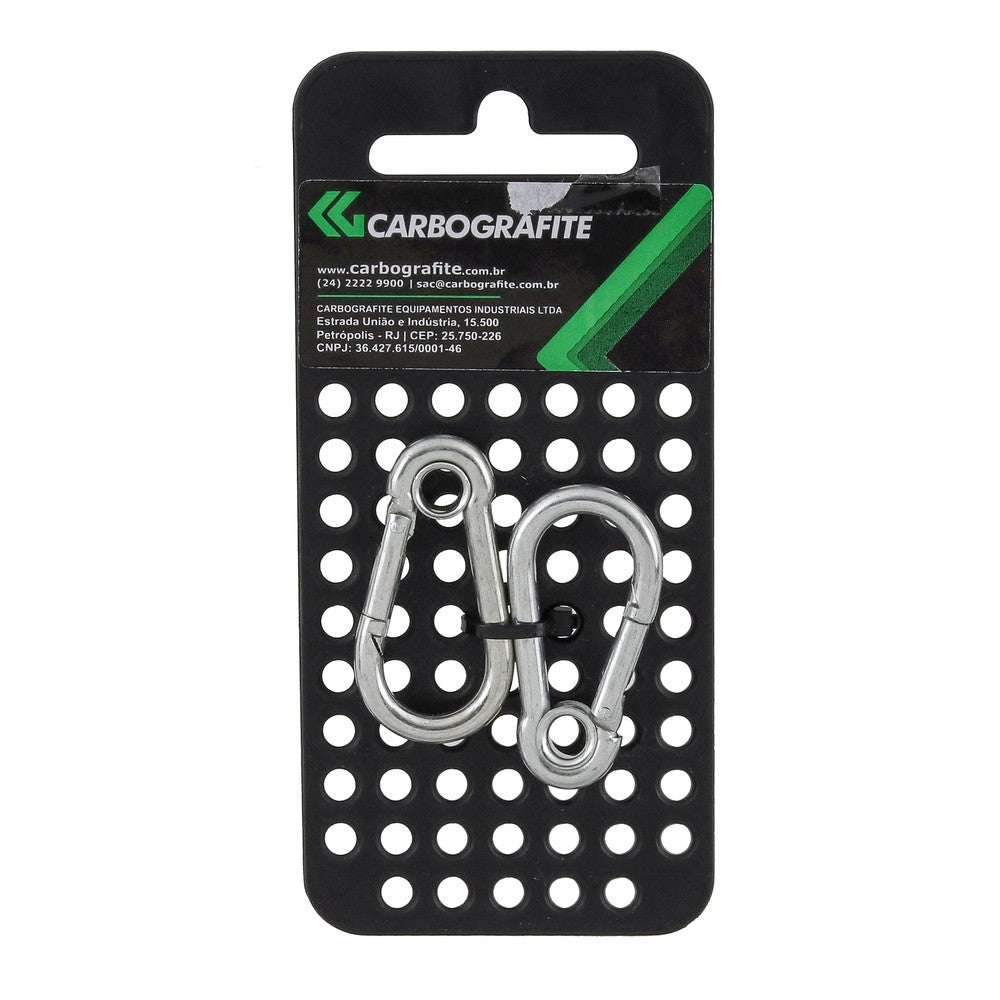 Mosquetão com Trava com Olhal 6x60mm com 2 Peças Carbografite