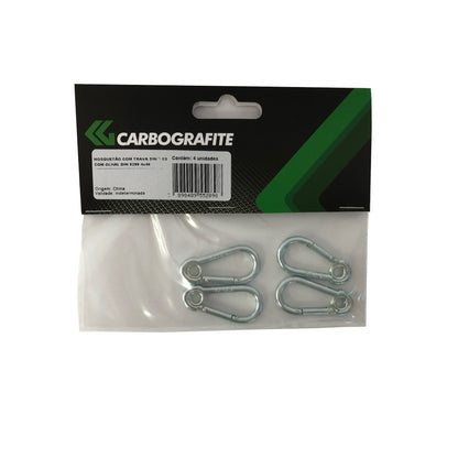 Mosquetão com Trava e Olhal 5x50mm com 2 Peças Carbografite