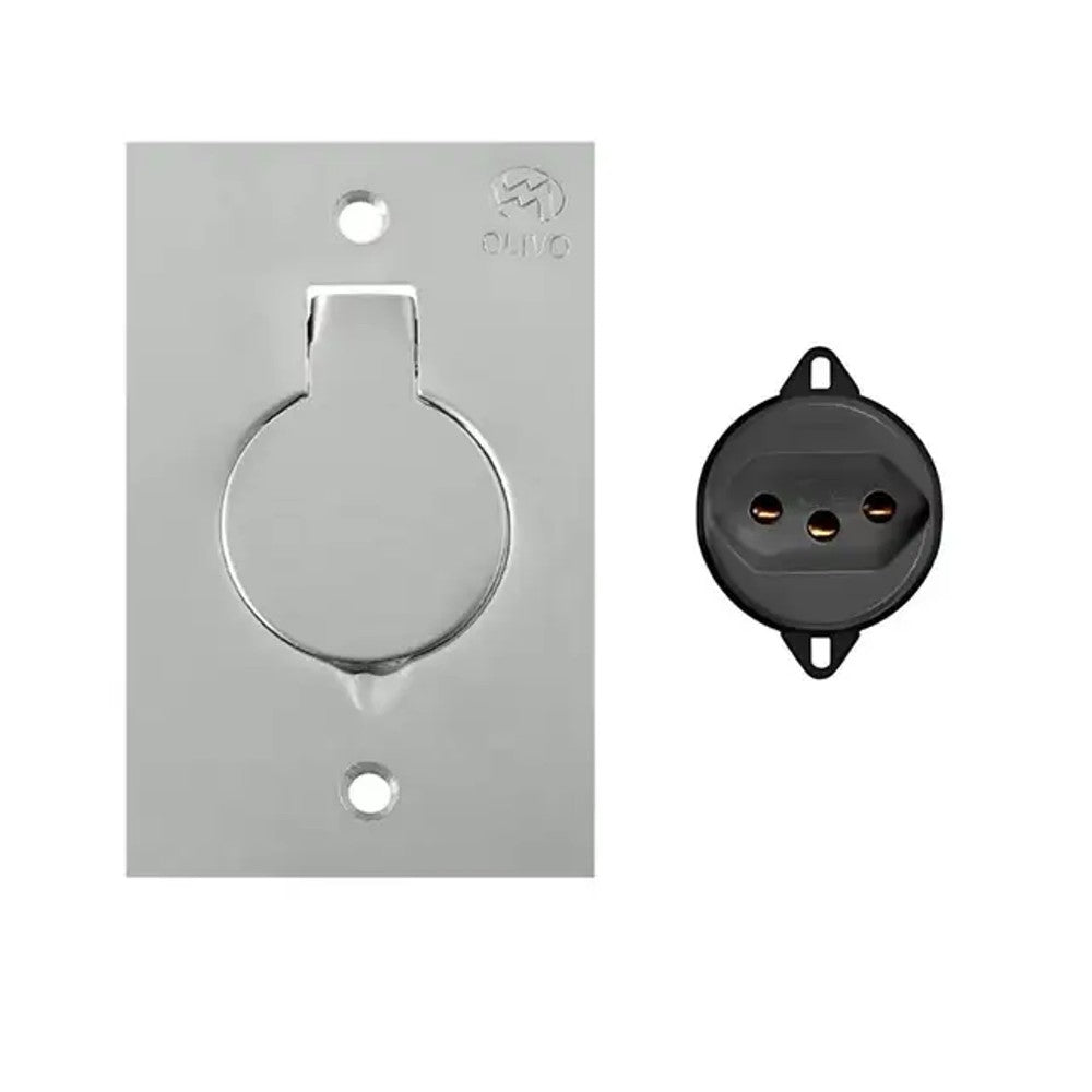 PLACA DE PISO 2X4 PARA 1 TOMADA UNIVERSAL UNHA INOX