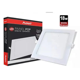 Painel LED Embutido Quadrado 18W 6500K 22cm Branco PIX