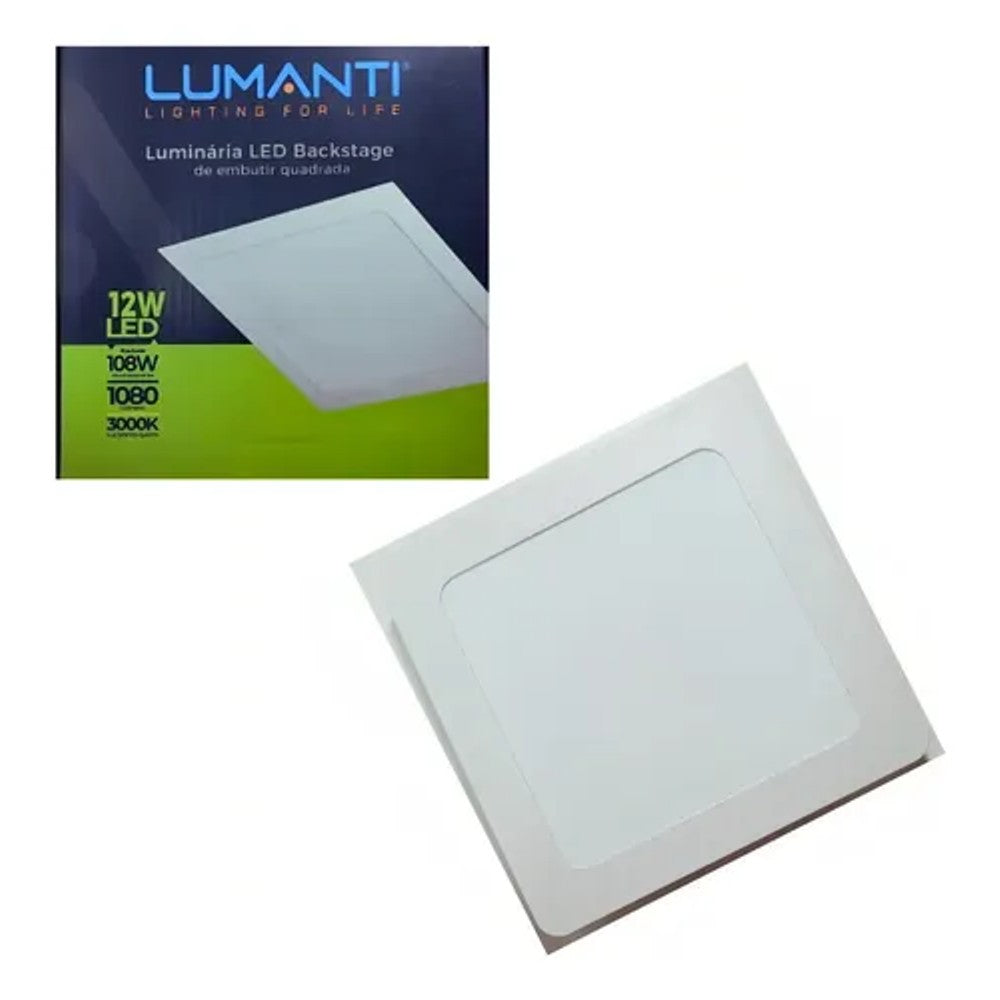 Painel LED Embutir 12W 4000K 17cm Branco PIX