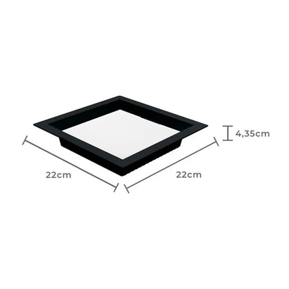 Painel LED Embutir Quadrado 18W 6500K 22cm Preto Recuado Nordecor