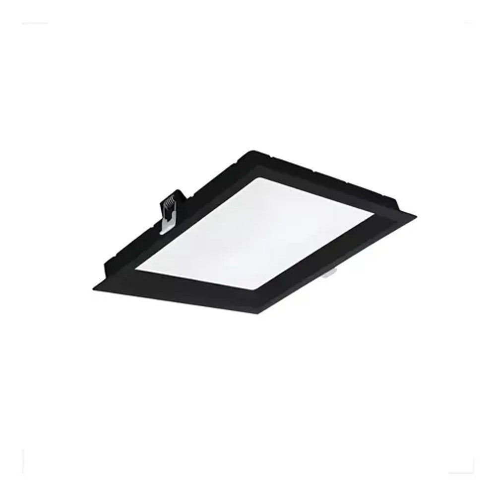 Painel LED Embutir Quadrado 18W 6500K 22cm Preto Recuado Nordecor