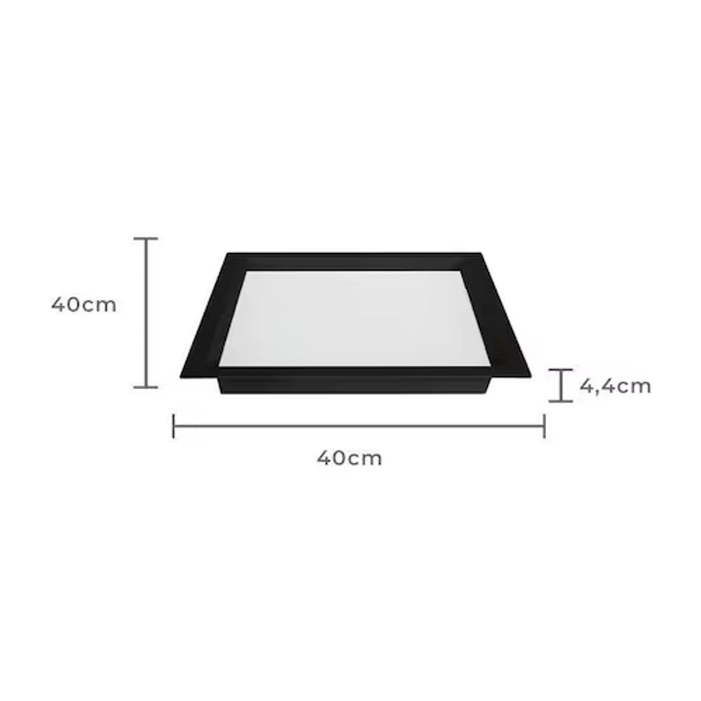 Painel LED Embutir Quadrado 36W 4000K 40cm Preto Nordecor