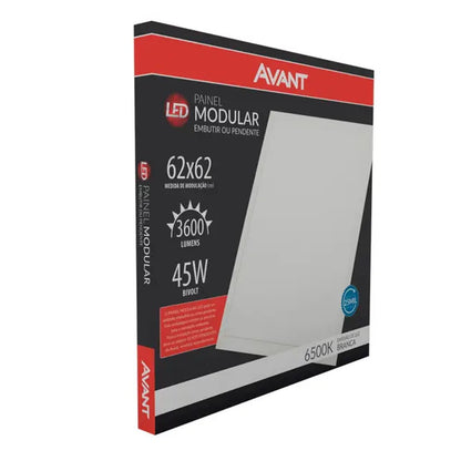 Painel LED Embutir Quadrado 45W 6500K 62cm Branco PIX