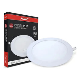 Painel LED Embutir Redondo 18W 6500K 22cm Branco PIX