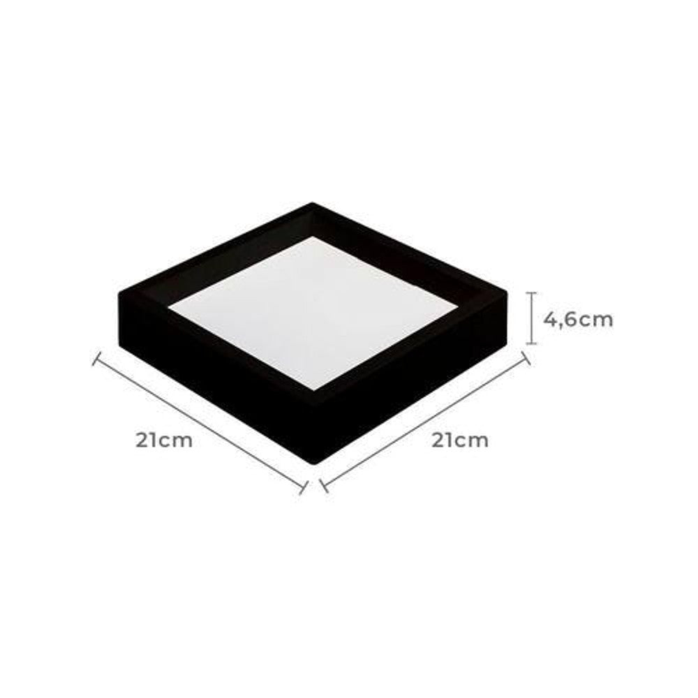 Painel LED Quadrado 18W 4000K 21cm Preto Recuado Nordecor