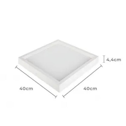 Painel LED Sobrepor Quadrado 36W 3000K 40cm Branco Recuado Nordecor