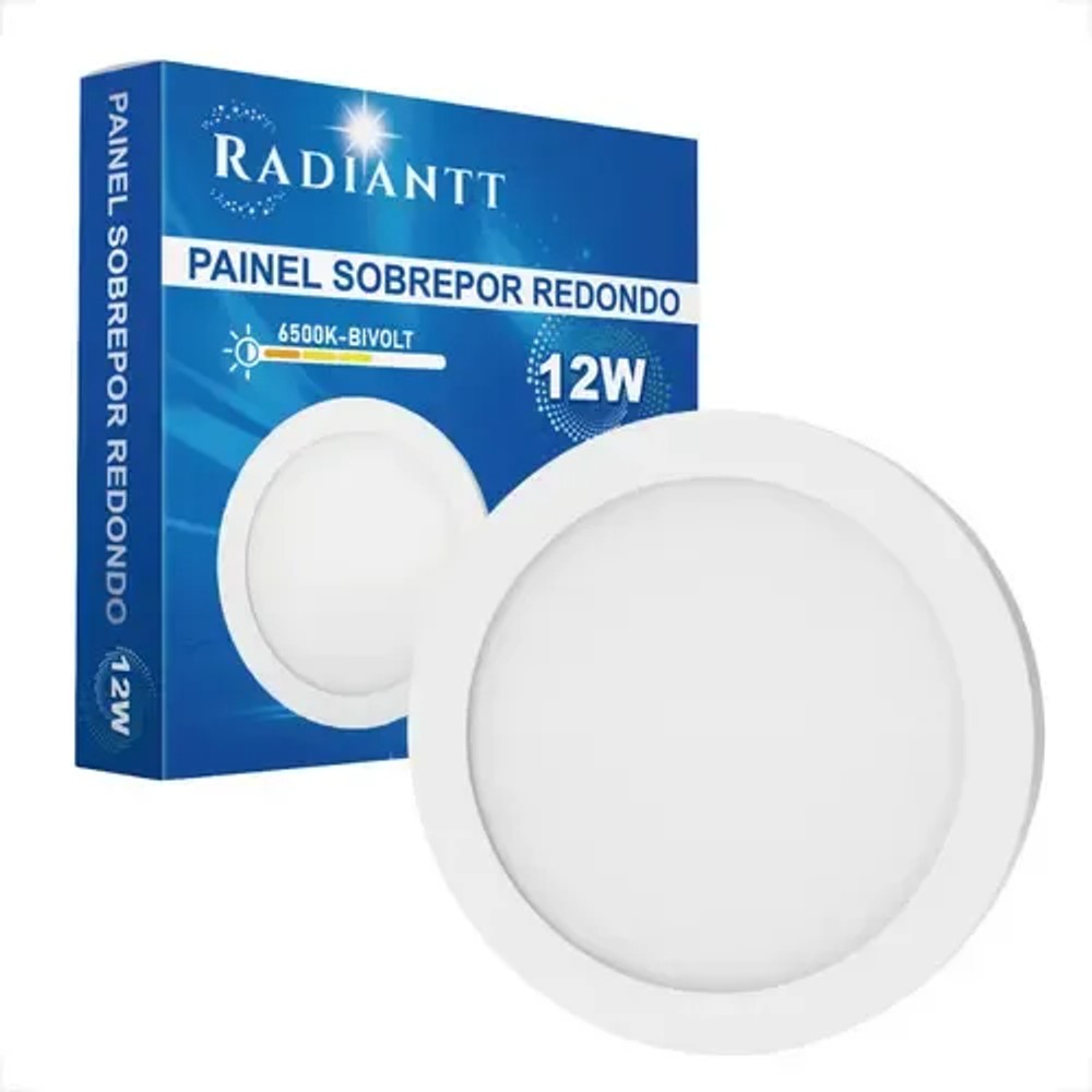 Painel LED Sobrepor Redondo 12W 6500K 16cm Branco PIX