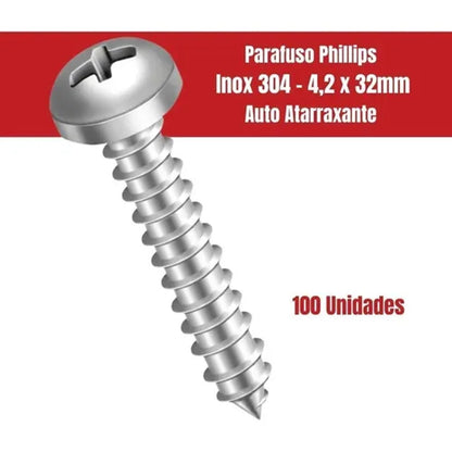 Parafuso Auto Atarraxante Cabeça Panela 4,2x32mm para Bucha S6 Jomarca 100 Peças