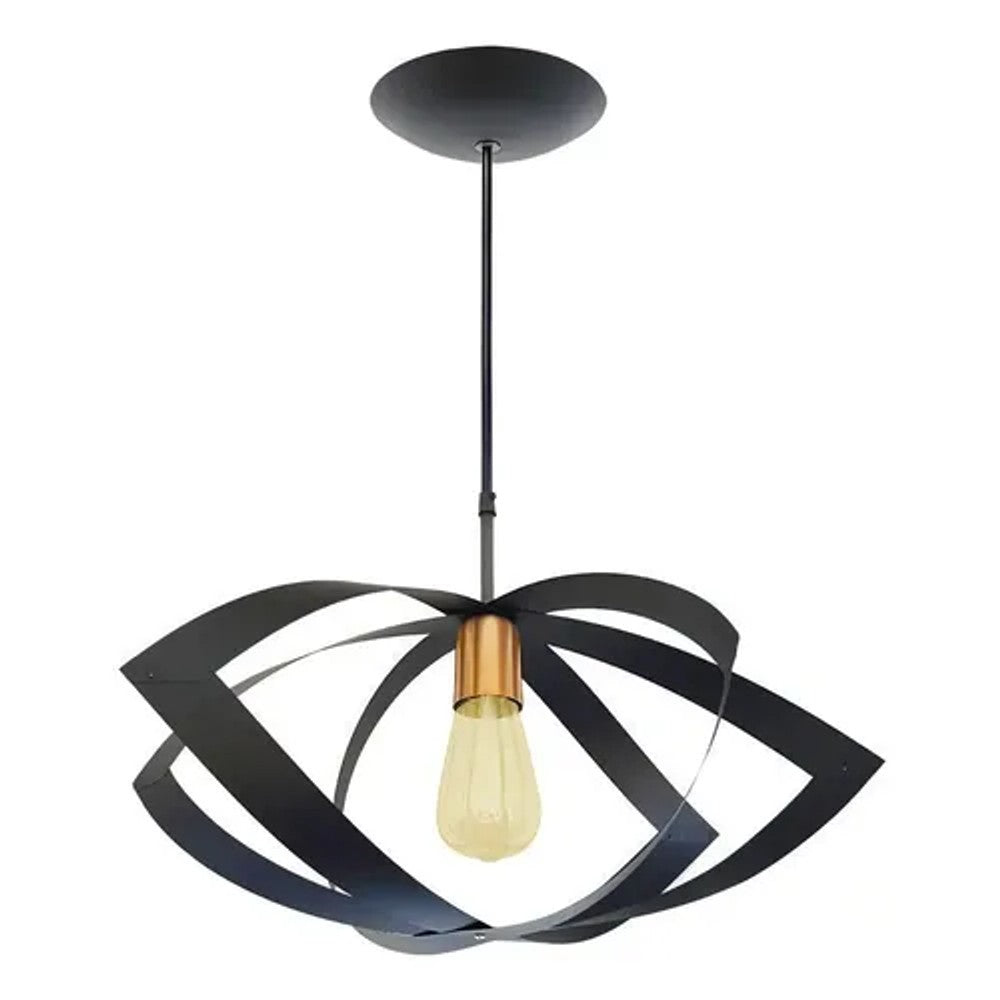 Pendente Atena Lotus 3171 1 Lâmpada GU10 Preto e Argila 45cm