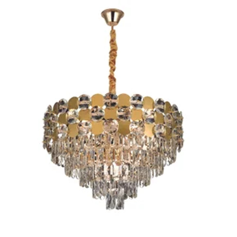 Pendente Bella Pieghe 50cm Branco e Dourado 8xE27