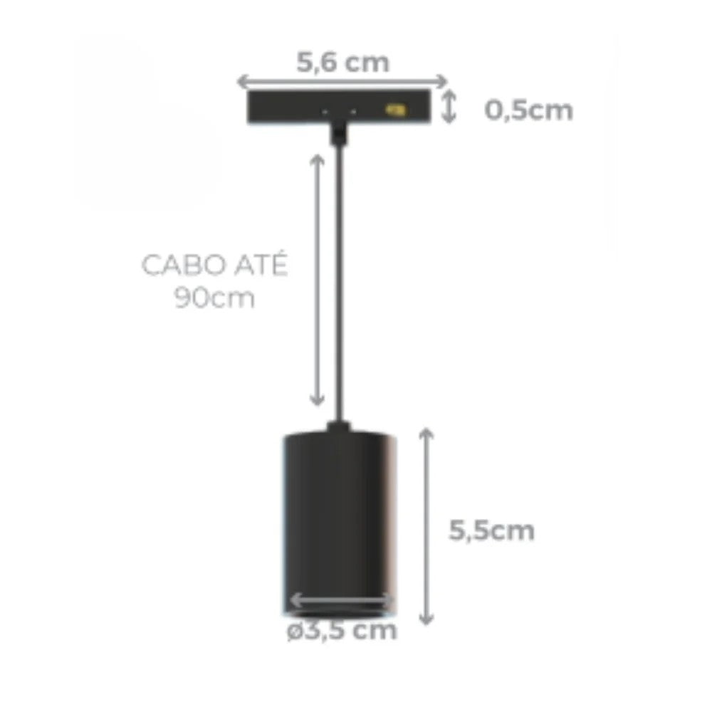 Pendente Gaya Mini Mag 5W 2700K Preto Alumínio 3.5cm