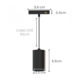Pendente Gaya Mini Mag 5W 2700K Preto Alumínio 3.5cm