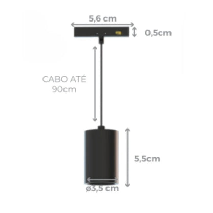 Pendente Gaya Mini Mag 5W 2700K Preto Alumínio 3.5cm