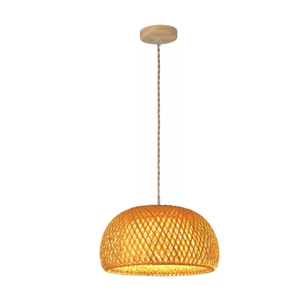 Pendente LED GMH Sumatra E27 45cm Madeira e Fibra de Bambu